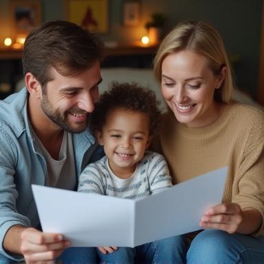 Family travelers with advisor showing safety plan