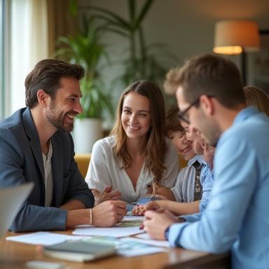 Travel advisor consulting with family travelers