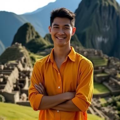 Marcus posing at Machu Picchu