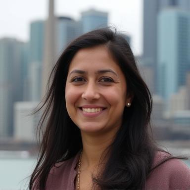 Priya at a Toronto landmark